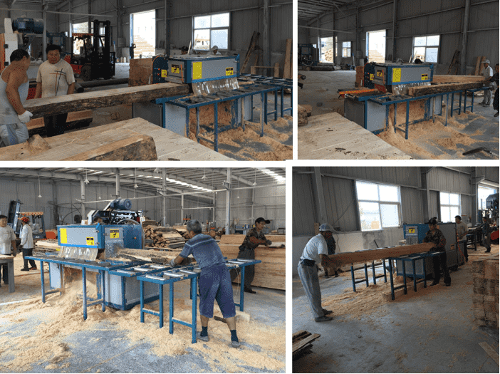 正啟機(jī)械方木多片鋸150型無(wú)限寬安徽蕪湖客戶現(xiàn)場(chǎng)